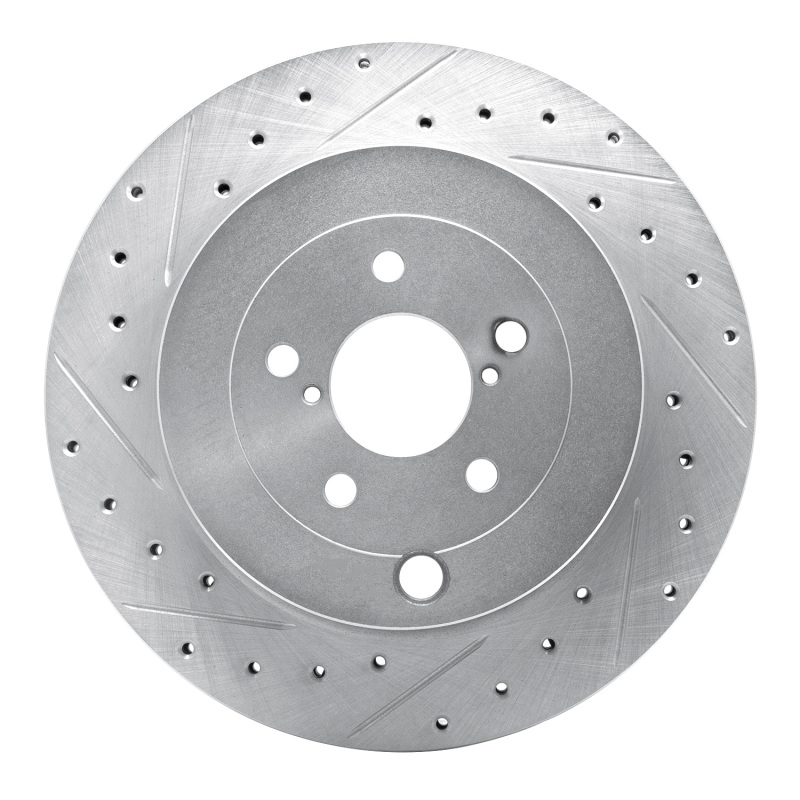 Subaru BRZ Brake Rotor (1) - Rear Left - R1 Concepts - Drilled & Slotted - Silver - `17-`25